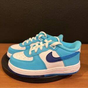 Nike Force 1 LV8 2 Kids Blue And White Low Top Lace Up Sneakers Baby Size 4 C